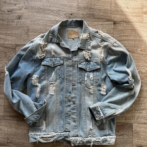 Oversized Distressed Denim Jacket